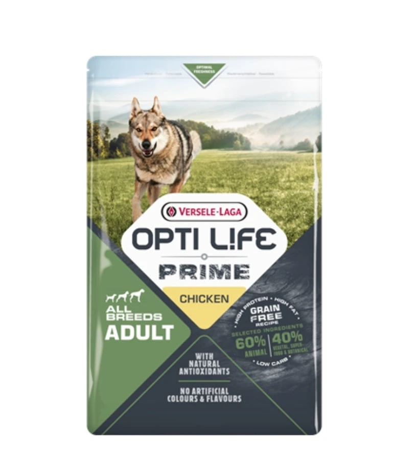 Opti Life Prime Adult All Breeds ( Graanvrij ) Kip 12,5 Kg - Versele Laga 1 Opti Life Prime Adult All Breeds ( Graanvrij ) Kip 12,5 Kg - Versele Laga