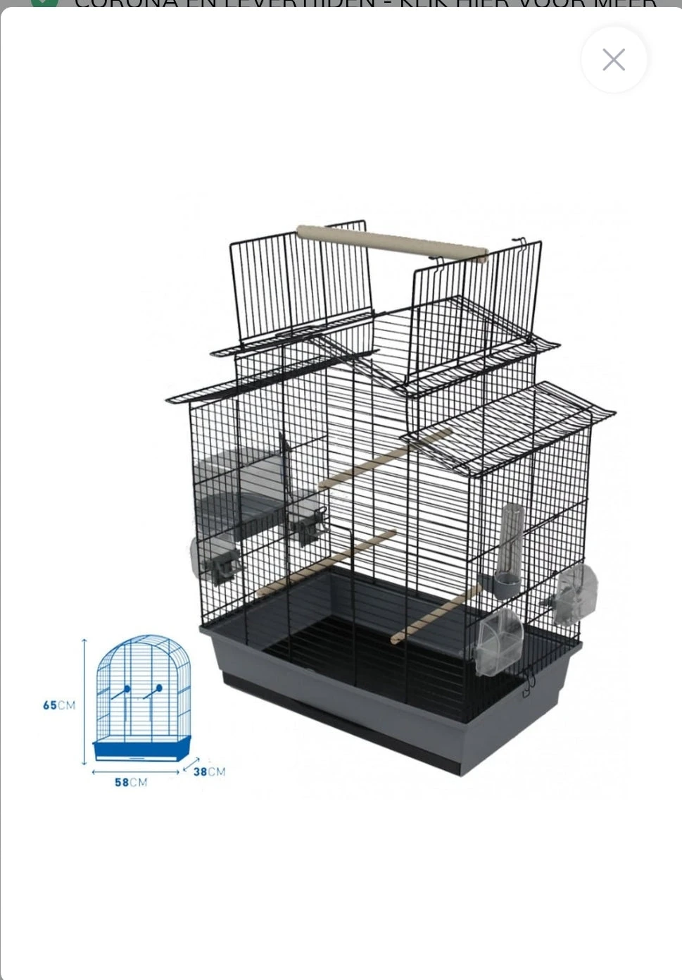 Vogelkooi Iza 3 58x38x65cm 2 Vogelkooi Iza 3 58x38x65cm - Afbeelding 2