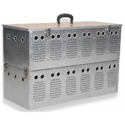 Voorkant -Birdshop Christina panier pigeons en aluminium avec plateaux 12 pigeons 90001148 panier pigeons en aluminium avec plateaux 12 pigeons